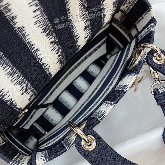 Dior女包 迪奧Lady Dior電圖藍刺繡戴妃包 Dior手提肩背斜挎包  dfk1787